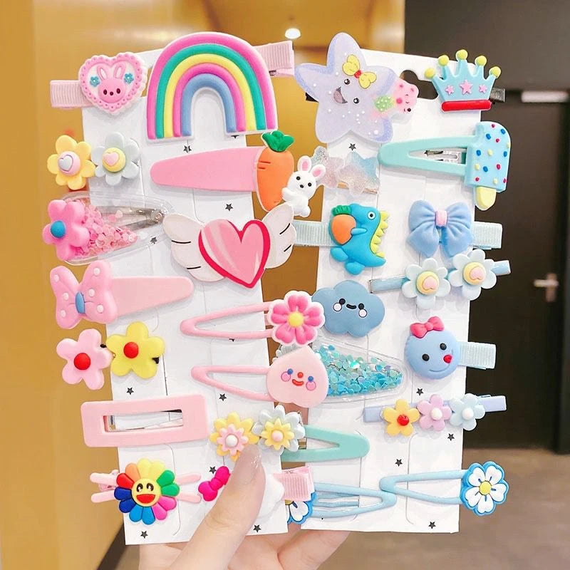 Kit 14 Presilha De Cabelo Infantil Feminina Com Desenhos
