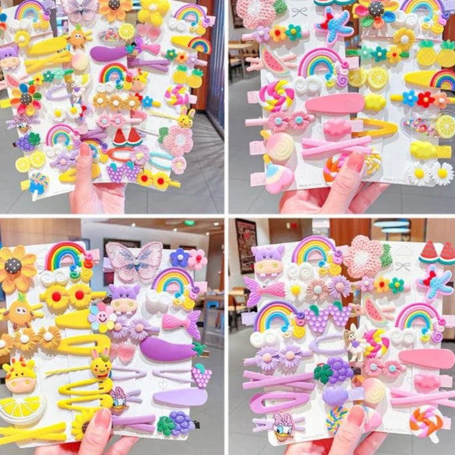 Kit 14 Presilha De Cabelo Infantil Feminina Com Desenhos