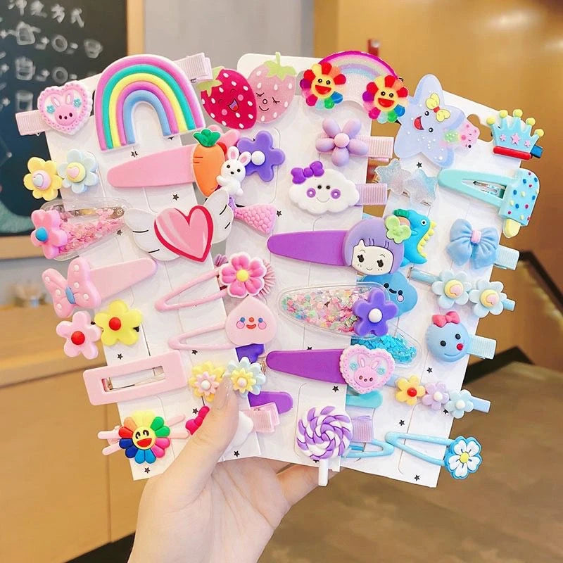 Kit 14 Presilha De Cabelo Infantil Feminina Com Desenhos